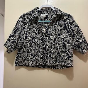 She + Sky Black and White Patterned Blouse